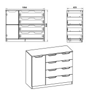 Комод 4+1М Компаніт, Ательє світлий