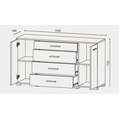 Комод Бриз К-6, Венге темный, Дуб молочный, Телескопические направляющие