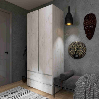 Шафа дводверна Лайт ШЛ-2 з шухлядами, Дуб Крафт Білий