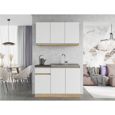 Еко набір К-5, 1.2 м, без стільниці, Білий/Білий, Дуб Сонома