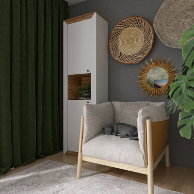 Пенал відкритий 600 Нордик, Дуб Крафт Золотий, Білий