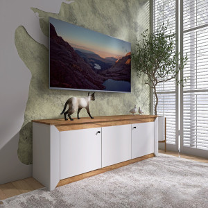 Тумба ТВ 1500 Нордик, Дуб Крафт Золотий, Білий