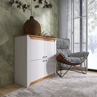 Тумба чотиридверна 980 Нордик, Дуб Крафт Золотий, Білий