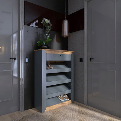 Тумба для взуття 800 Нордик, Дуб Крафт Золотий, Графіт