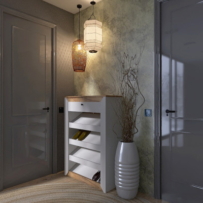 Тумба для взуття 800 Нордик, Дуб Крафт Золотий, Білий