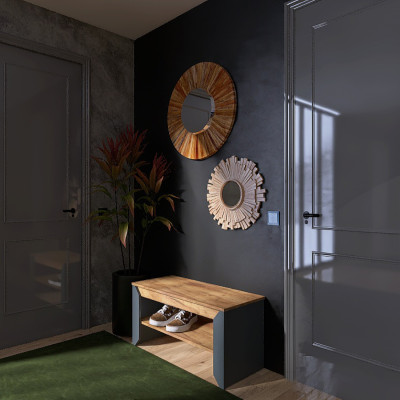 Тумба для взуття 900 Нордик, Дуб Крафт Золотий, Графіт