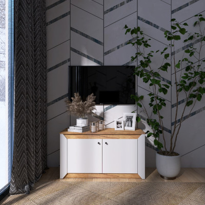 Тумба дводверна 980 Нордик, Дуб Крафт Золотий, Білий