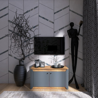 Тумба дводверна 980 Нордик, Дуб Крафт Золотий, Графіт