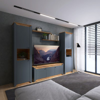 Вітальня Нордик Комплект 1, Дуб Крафт Золотий, Графіт