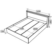 Ліжко 1400 Нордик, 140*200 см, без основи під матрац, Дуб Крафт Золотий, Графіт