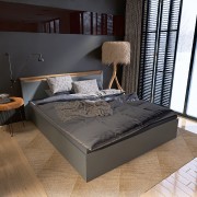 Ліжко 1600 Нордик, 160*200 см, з ламельним каркасом, Дуб Крафт Золотий, Графіт