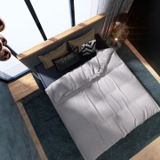 Ліжко 1600 Нордик, 160*200 см, з основою під матрац - Щит ДСП, Дуб Крафт Золотий, Графіт