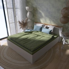 Ліжко 1600 Нордик, 160*200 см, з ламельним каркасом, Дуб Крафт Золотий, Білий