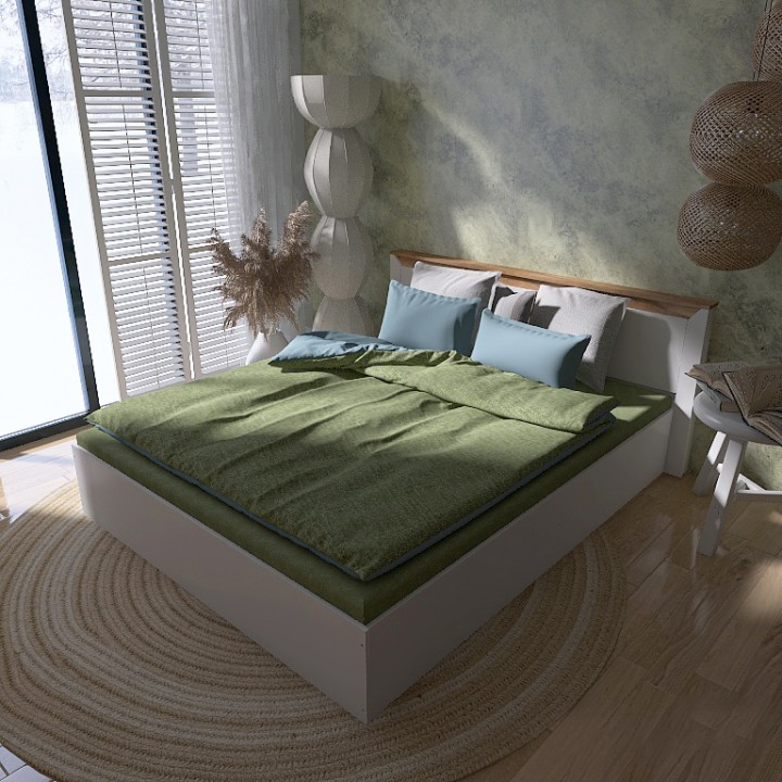 Ліжко 1600 Нордик, 160*200 см, з основою під матрац - Щит ДСП, Дуб Крафт Золотий, Білий