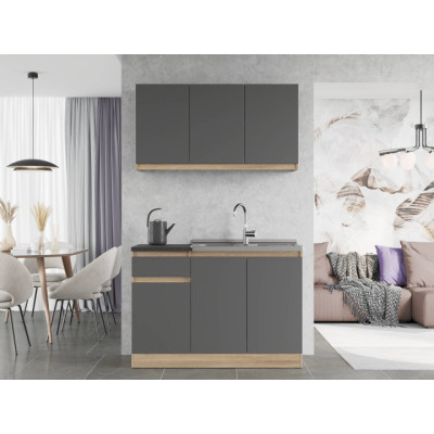 Еко набір К-5, 1.2 м, без стільниці, Графіт/Графіт, Дуб Сонома