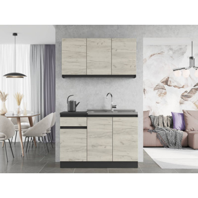 Еко набір К-5, 1.2 м, без стільниці, Дуб Крафт Білий/Дуб Крафт Білий, Антрацит