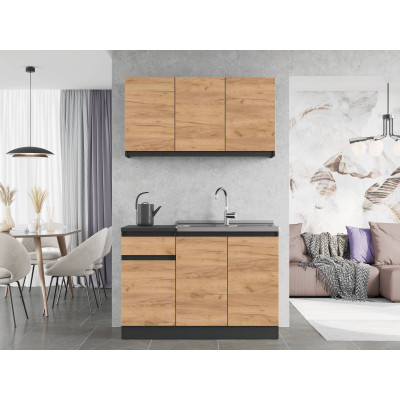 Еко набір К-5, 1.2 м, без стільниці, Дуб Крафт Золотий/Дуб Крафт Золотий, Антрацит