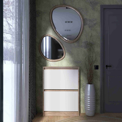 Тумба для взуття 160-2 СІТІ Дуб Сонома, Білий