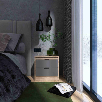 Тумба приліжкова 450 СІТІ, Дуб Сонома, Графіт