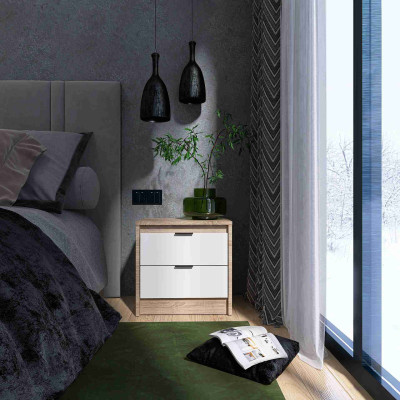 Тумба приліжкова 450 СІТІ, Дуб Сонома, Білий