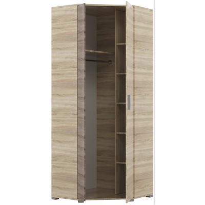 Шкаф угловой Бриз ШКУ-14, Дуб Сонома, Трюфель