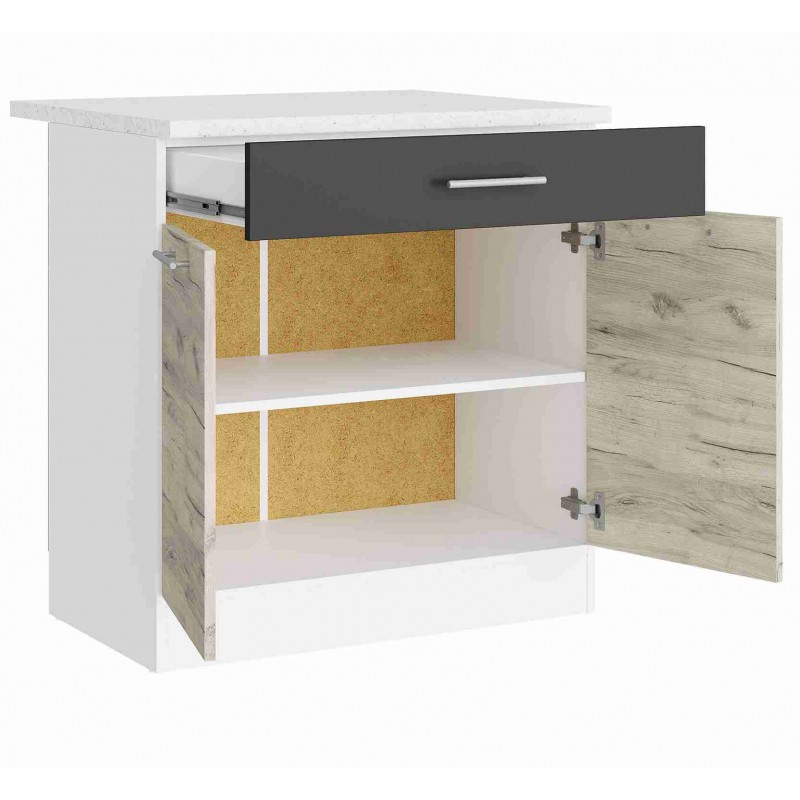 Еко Низ шухляда 800 зі стільницею Скай, Білий, Дуб крафт білий, Графіт