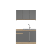 Еко набір К-5, 1.2 м, зі стільницею, без мийки, Графіт/Графіт, Дуб Сонома
