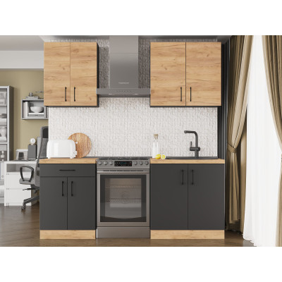 Кухонний Набір К-2 Оптима 2.0 м, Антрацит, Дуб Крафт ЗОЛОТИЙ, Антрацит