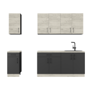 Оптима набір К-3, 2.6 м, зі стільницею, без мийки, Дуб Крафт Білий/Антрацит, Антрацит