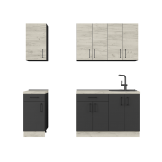 Оптима набір К-4, 2.2 м, зі стільницею, без мийки, Дуб Крафт Білий/Антрацит, Антрацит