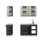 Оптима набір К-4, 2.2 м, зі стільницею, без мийки, Дуб Крафт Білий/Антрацит, Антрацит