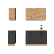 Оптима набір К-4, 2.2 м, зі стільницею, без мийки, Дуб Крафт Золотий/Антрацит, Антрацит
