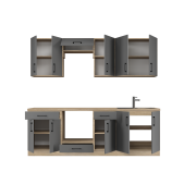 Оптима набір К-7, 2.4 м, зі стільницею, без мийки, Графіт/Графіт, Дуб Сонома