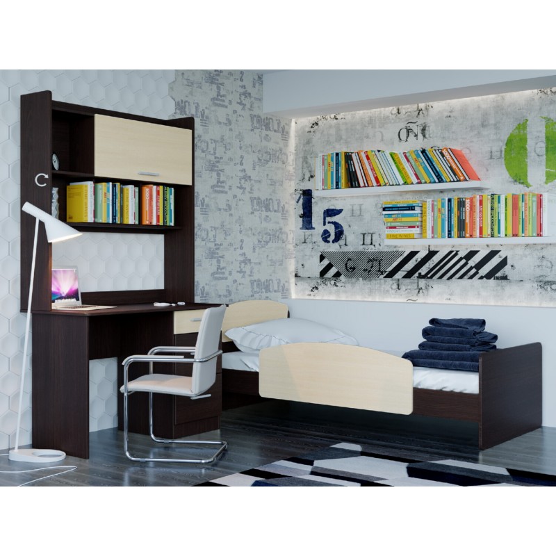 Дитячий Спальний Комплект Бриз 10, Венге темний, Дуб молочний