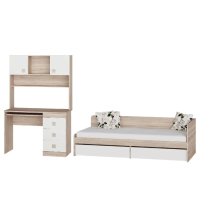 Детский спальный комплект Соната 9, Дуб Сонома, Белый