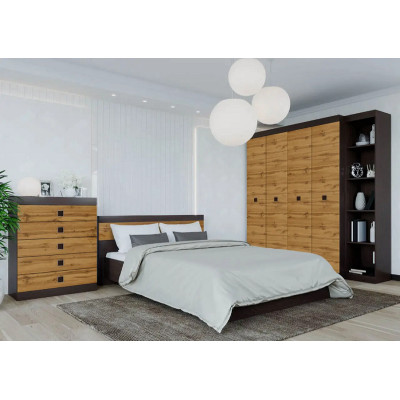 Спальний Комплект Соната 10, Венге темний, Дуб крафт золотий