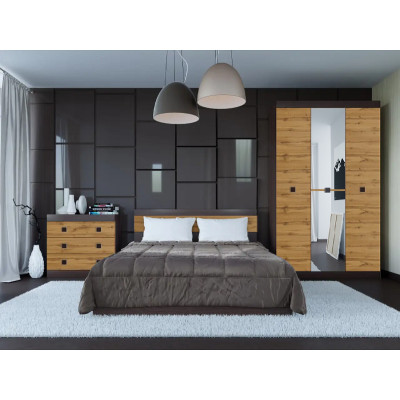 Спальний Комплект Соната 13, Венге темний, Дуб крафт золотий
