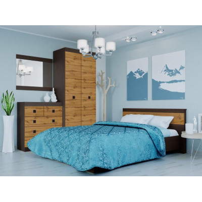 Спальний Комплект Соната 14, Венге темний, Дуб крафт золотий