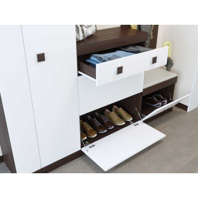 Прихожая Соната Комплект 21, Венге темный, Белый