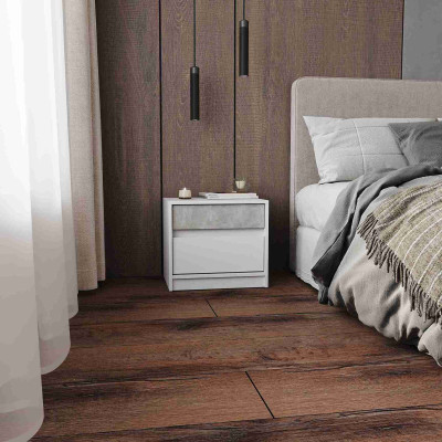 Тумба приліжкова 500 СТАЙЛ, Білий, Бетон