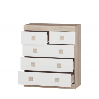 Комод 3 Соната, Дуб Сонома, Белый