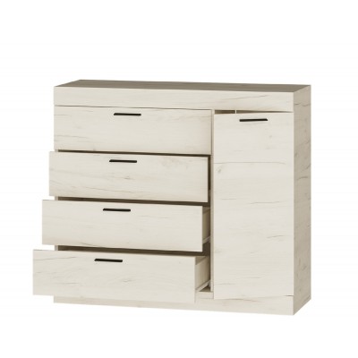 Комод 5 Соната, Дуб Крафт Белый
