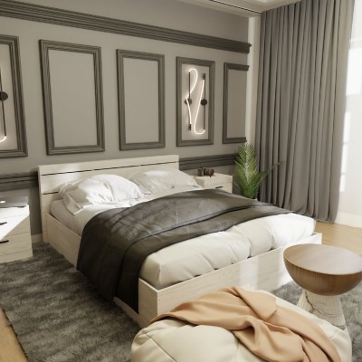 Кровать 1400 Соната 140х200, Дуб Крафт Белый