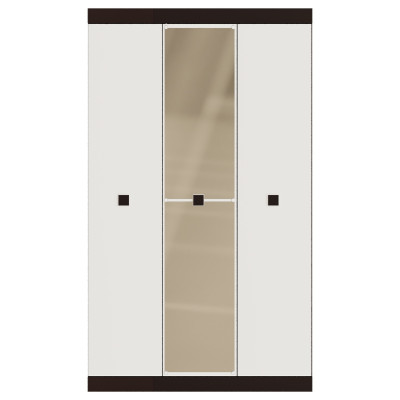 Шкаф трехдверный 1200 Соната с зеркалом, Венге темный, Белый