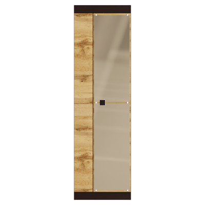 Шкаф двухдверный 600 Соната с зеркалом, Венге темный, Дуб крафт золотой