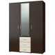 Шафа тридверна Бриз ШП-5 з дзеркалом, Венге темний, Дуб молочний