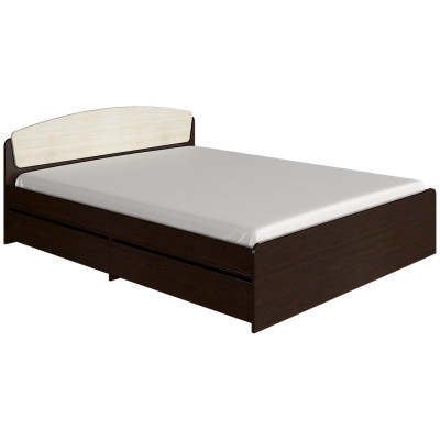 Ліжко Асторія 160х200 з двома шухлядами, Венге темний, Дуб молочний