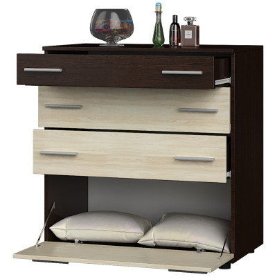 Комод К-2, Венге темный, Дуб молочный, Телескопические направляющие