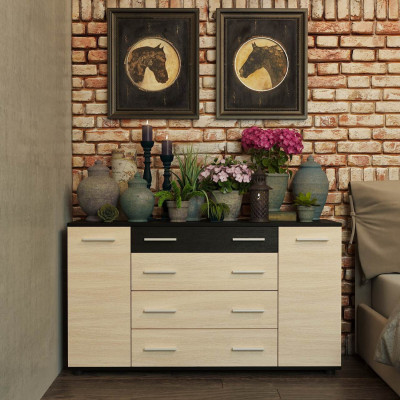 Комод К-4, Венге темный, Дуб молочный, Телескопические направляющие