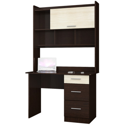 Стіл письмовий з надбудовою Школяр-4, Венге темний, Дуб молочний